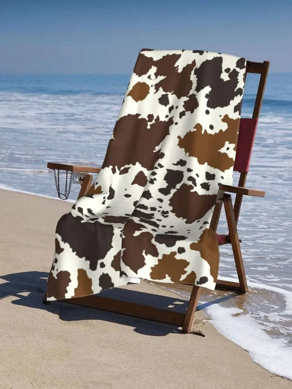 Cow Print Brown Animal Beach Towel Soft Absorbent Microfiber Quick Dry Large Bat